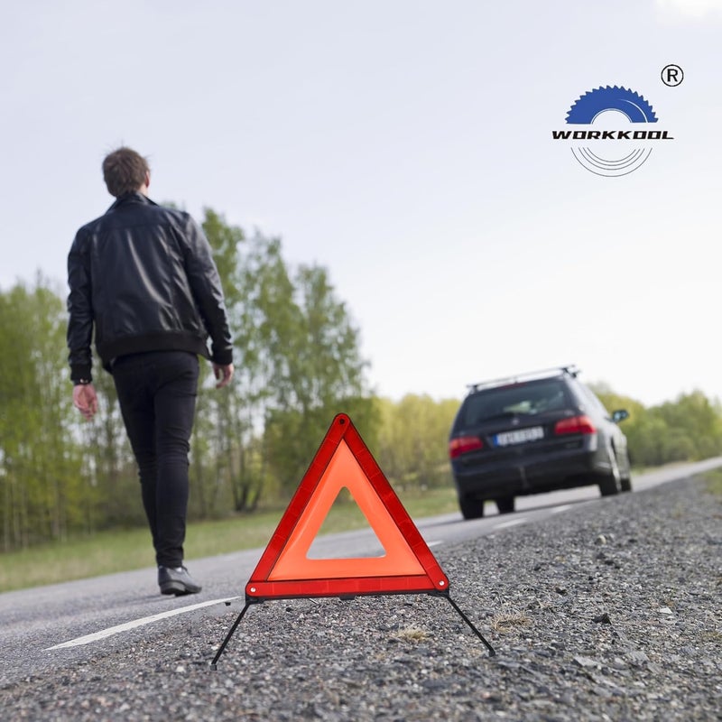 WORKKOOL Store Safety Triangles for Emergency Use, Road Side Triangle Reflectors, Warning Triangle with Case for Vehicles Breakdown(3 Packs) - Image 3
